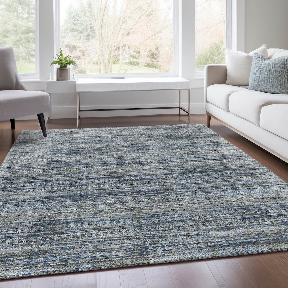 Machine Washable Indoor/Outdoor Chantille Denim 8' x 10' Rug