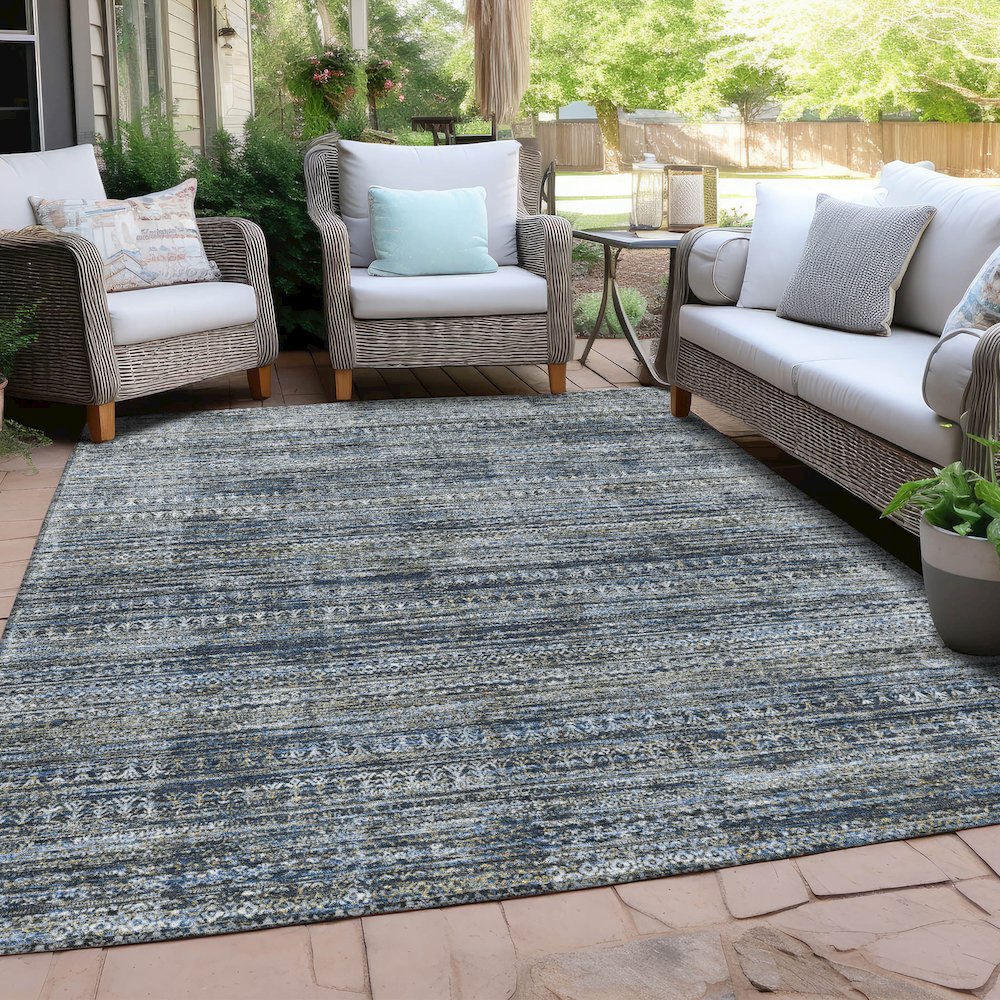 Machine Washable Indoor/Outdoor Chantille Denim 8' x 10' Rug