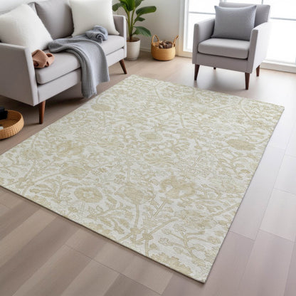 Machine Washable Indoor/Outdoor Chantille Ivory 8' x 10' Rug