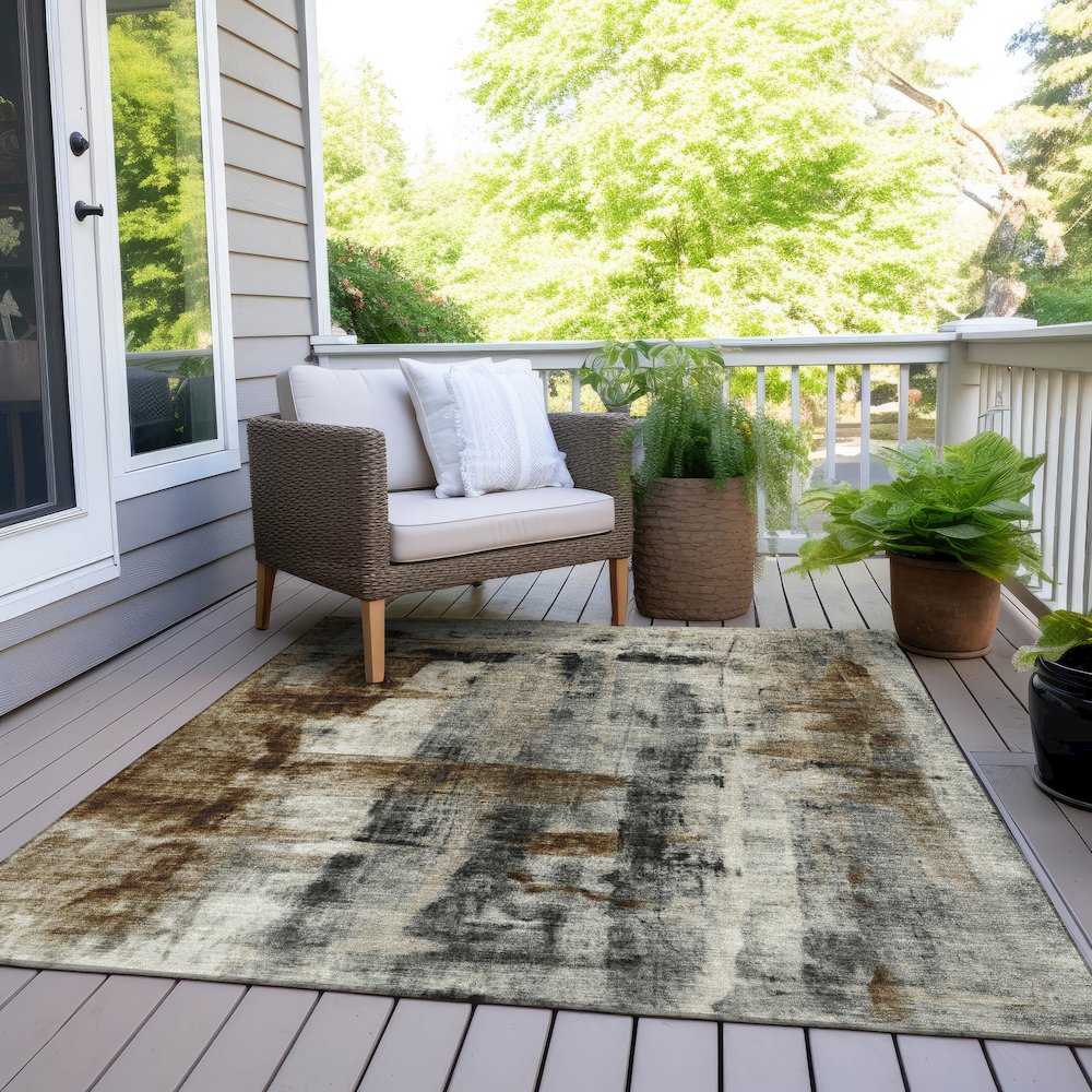 Machine Washable Indoor/Outdoor Chantille Taupe 8' x 10' Rug