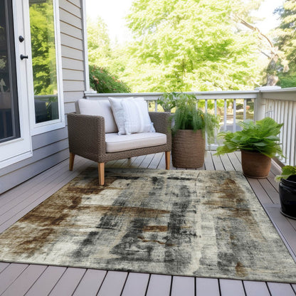 Machine Washable Indoor/Outdoor Chantille Taupe 8' x 10' Rug