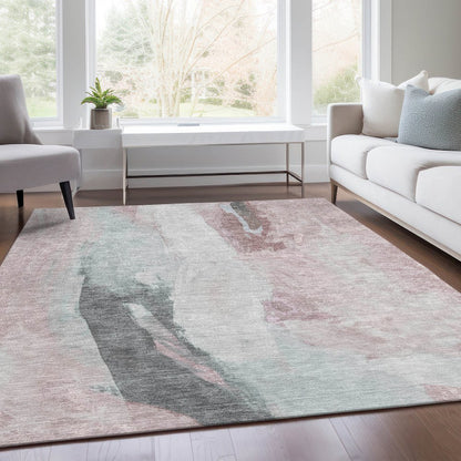 Machine Washable Indoor/Outdoor Chantille Blush 8' x 10' Rug