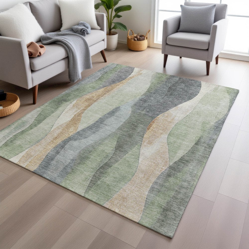 Machine Washable Indoor/Outdoor Chantille Aloe 8' x 10' Rug