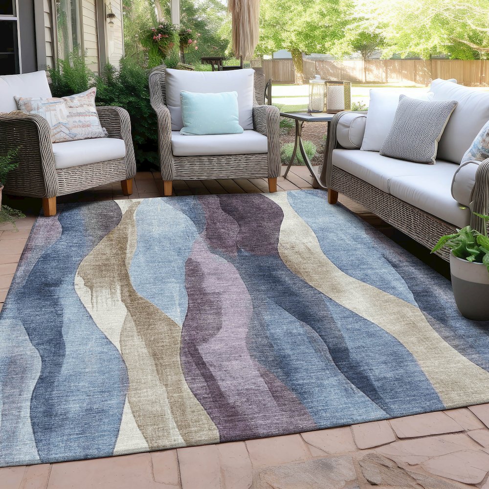 Machine Washable Indoor/Outdoor Chantille Denim 8' x 10' Rug