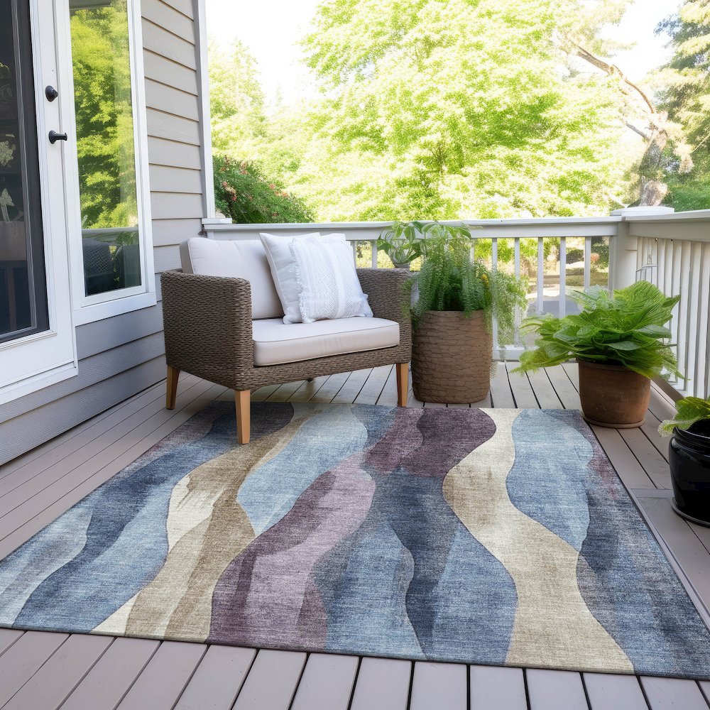 Machine Washable Indoor/Outdoor Chantille Denim 8' x 10' Rug