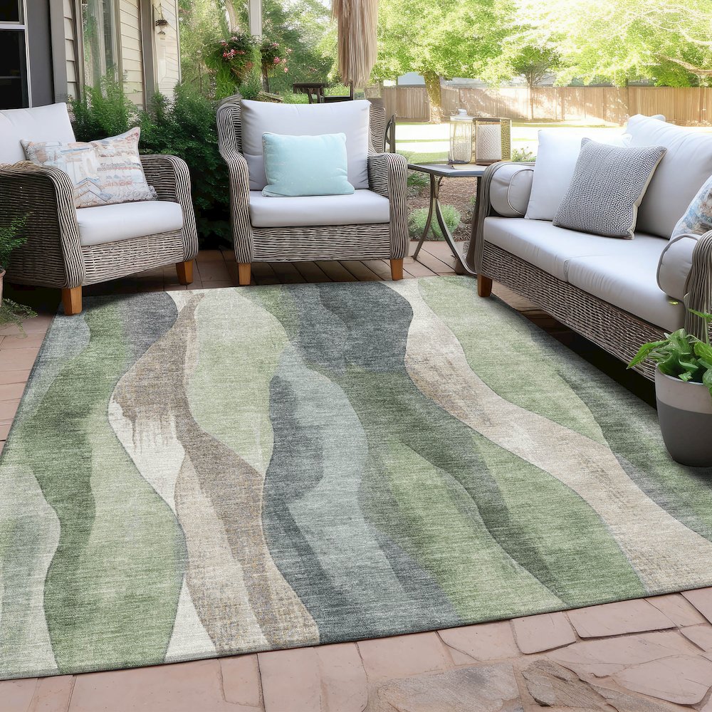 Machine Washable Indoor/Outdoor Chantille Fern 8' x 10' Rug