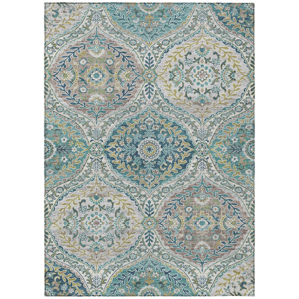 Machine Washable Indoor/Outdoor Chantille Teal 8' x 10' Rug