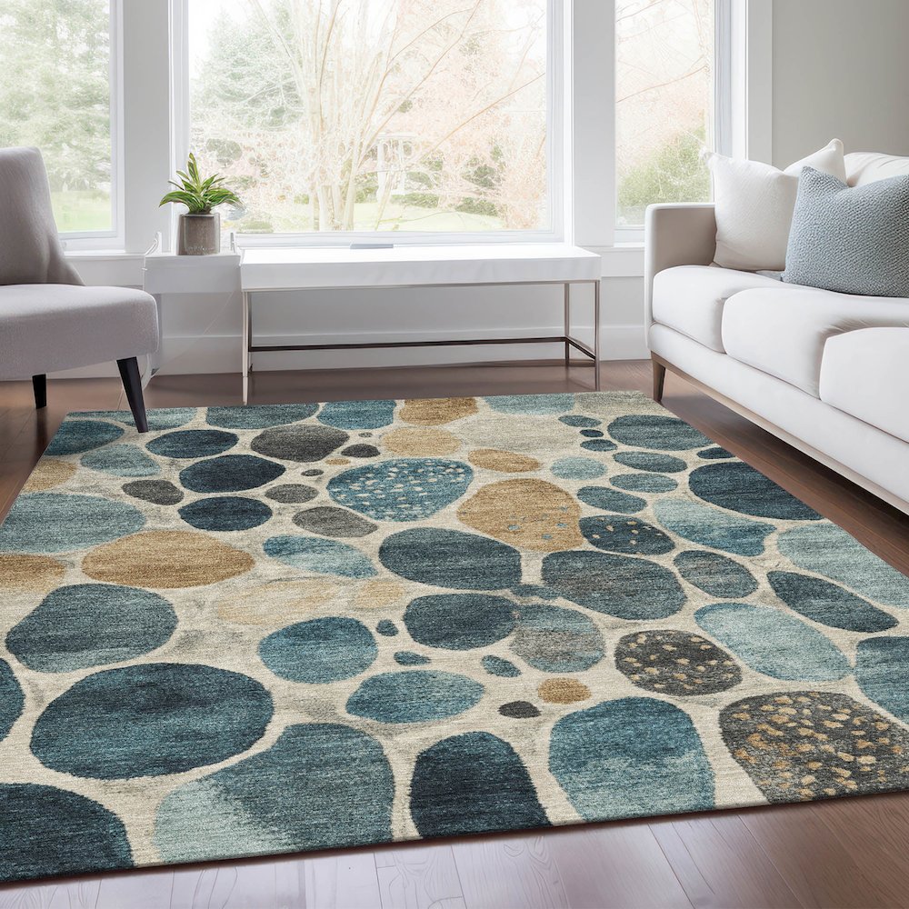 Machine Washable Indoor/Outdoor Chantille Teal 8' x 10' Rug