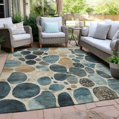 Machine Washable Indoor/Outdoor Chantille Teal 8' x 10' Rug