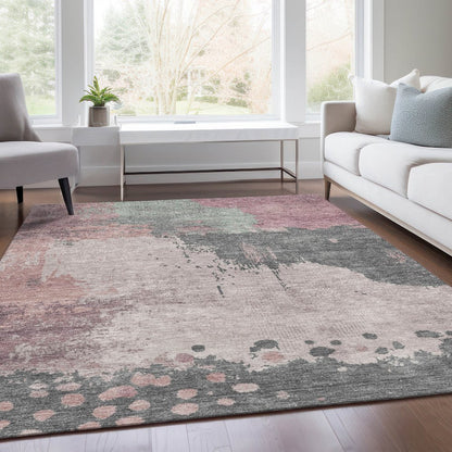 Machine Washable Indoor/Outdoor Chantille Blush 8' x 10' Rug