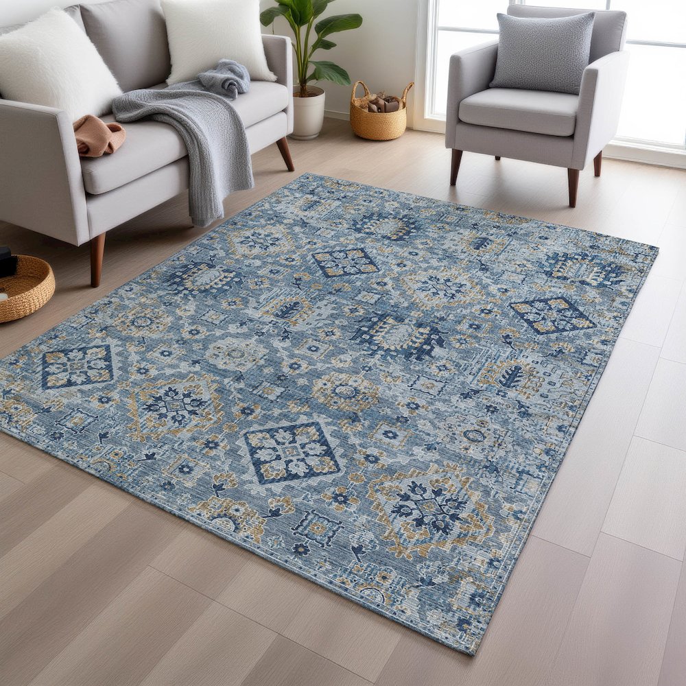 Machine Washable Indoor/Outdoor Chantille Denim 8' x 10' Rug