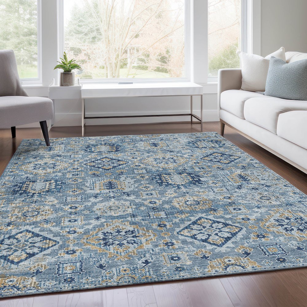 Machine Washable Indoor/Outdoor Chantille Denim 8' x 10' Rug
