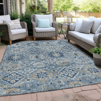 Machine Washable Indoor/Outdoor Chantille Denim 8' x 10' Rug