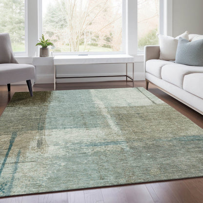 Machine Washable Indoor/Outdoor Chantille Seafoam 8' x 10' Rug