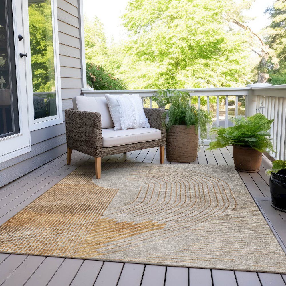 Machine Washable Indoor/Outdoor Chantille Gold 8' x 10' Rug