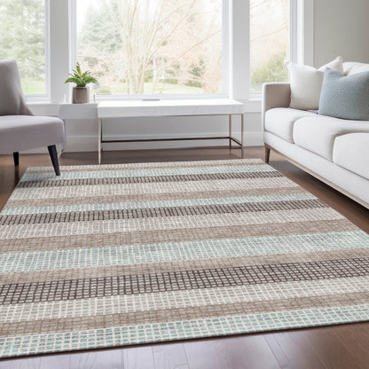 Machine Washable Indoor/Outdoor Chantille Taupe 8' x 10' Rug