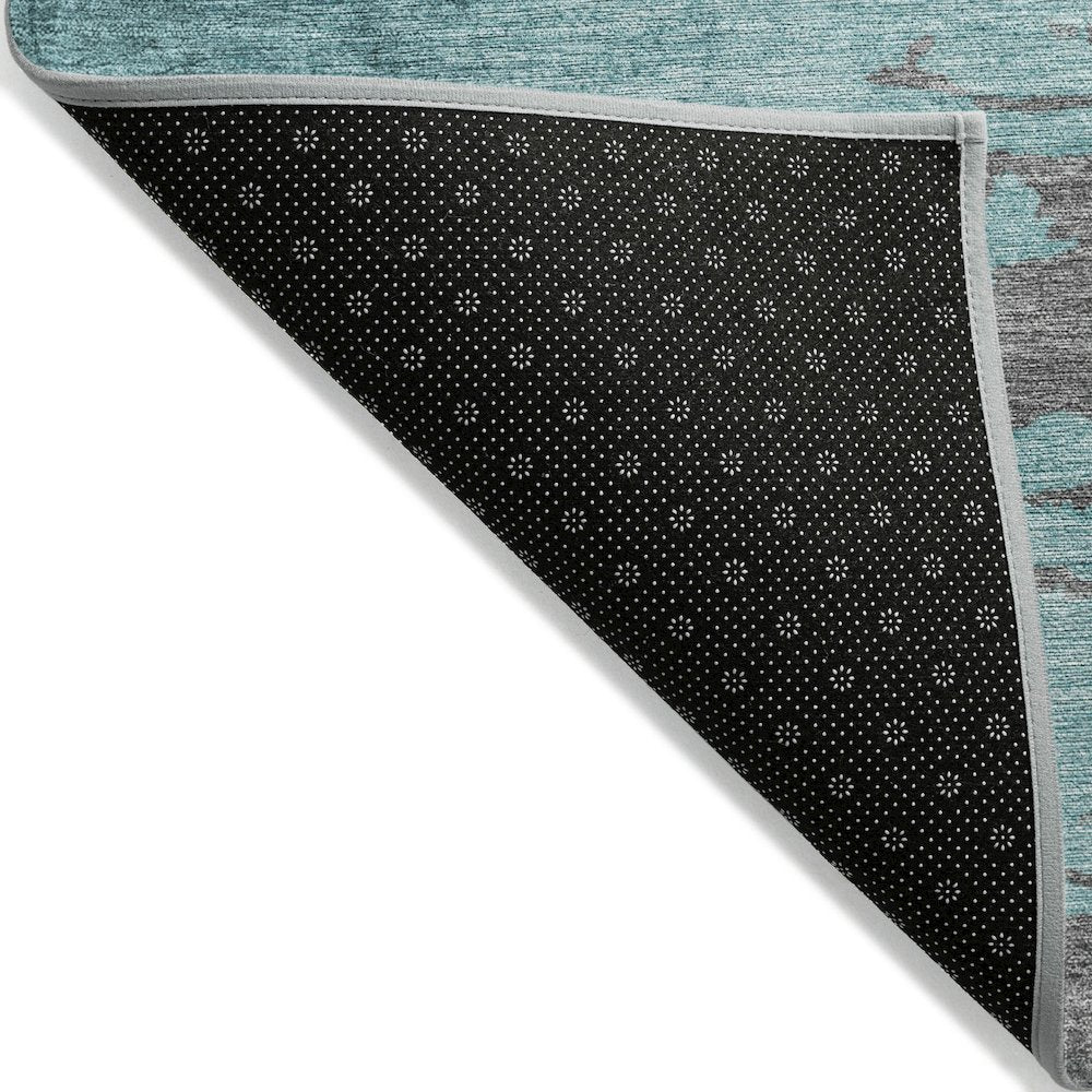 Machine Washable Indoor/Outdoor Chantille Teal 3' x 5' Rug