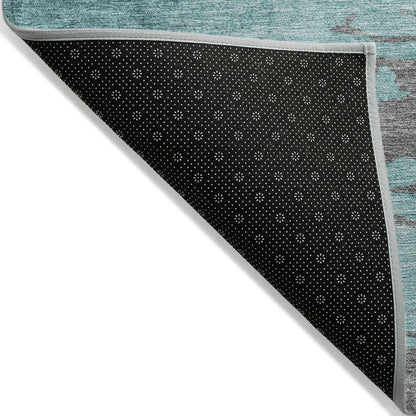 Machine Washable Indoor/Outdoor Chantille Teal 3' x 5' Rug