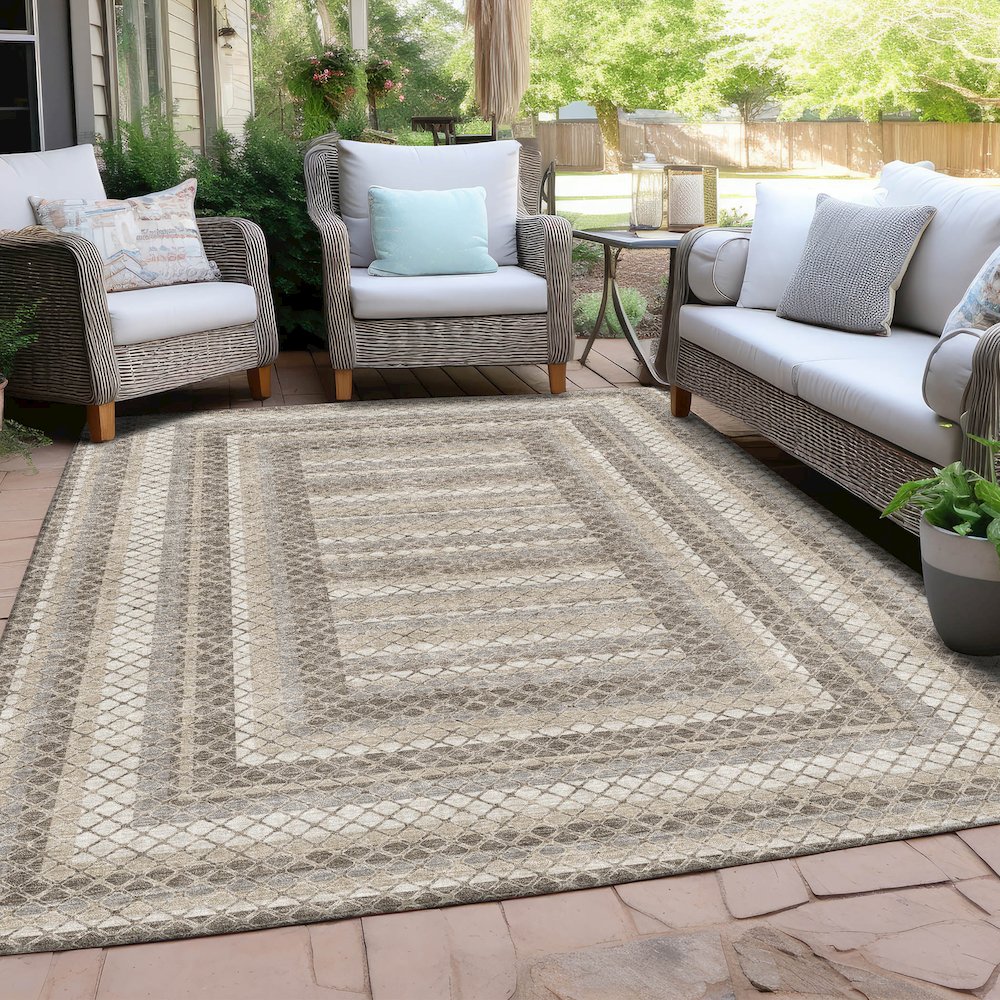 Machine Washable Indoor/Outdoor Chantille Taupe 8' x 10' Rug