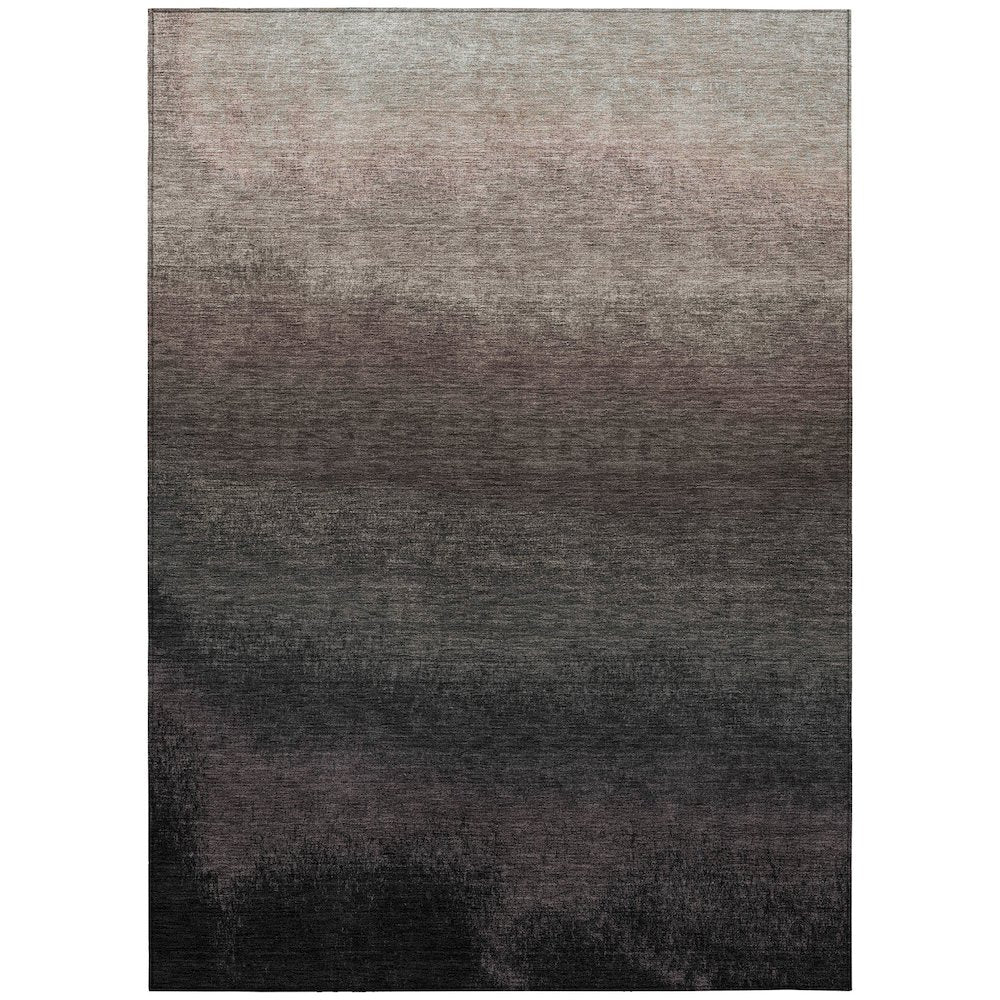 Machine Washable Indoor/Outdoor Chantille Black 8' x 10' Rug