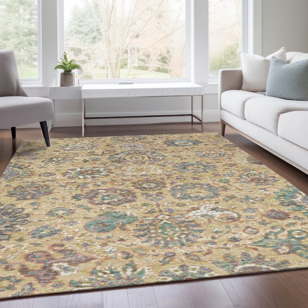 Machine Washable Indoor/Outdoor Chantille Gold 8' x 10' Rug