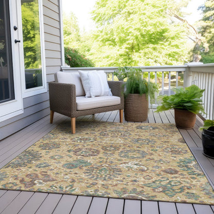 Machine Washable Indoor/Outdoor Chantille Gold 8' x 10' Rug