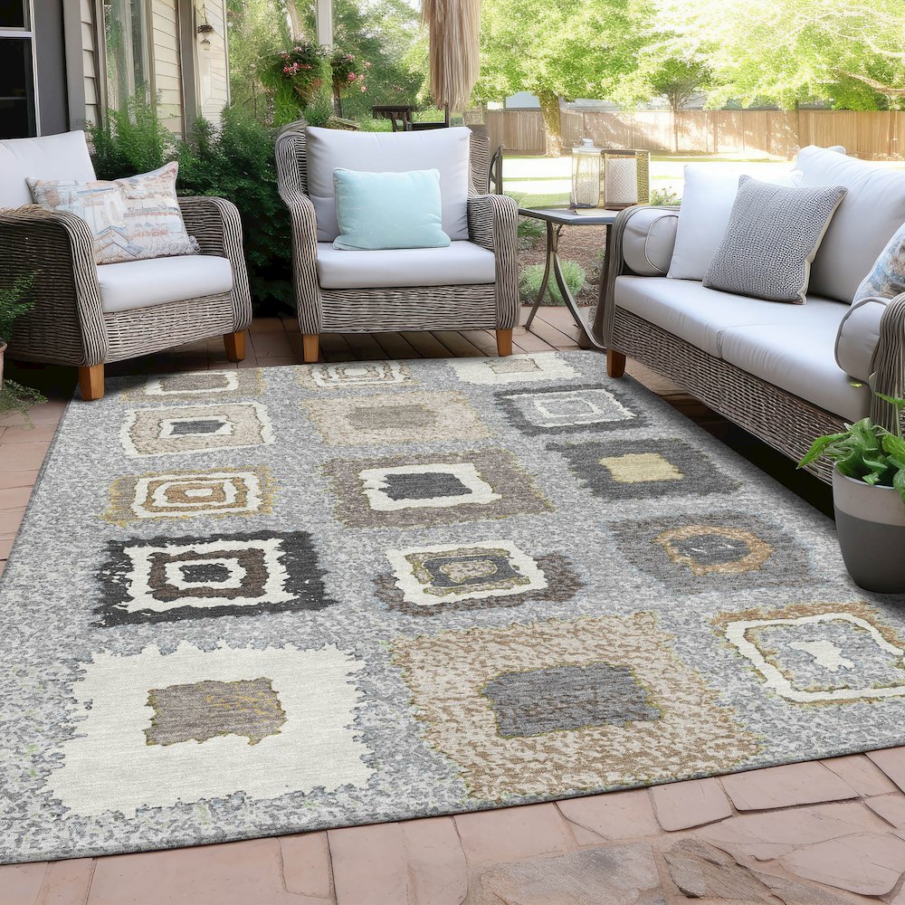 Machine Washable Indoor/Outdoor Chantille Gray 8' x 10' Rug