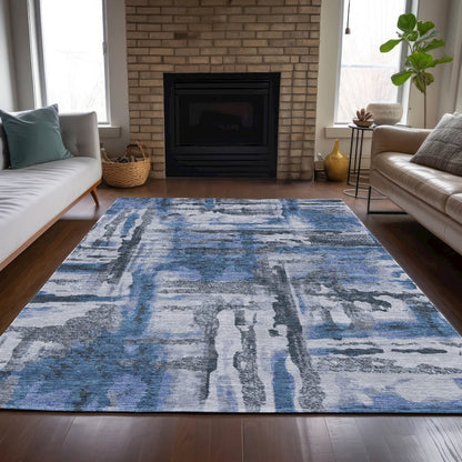 Machine Washable Indoor/Outdoor Chantille ACN2015 Blue 8' x 10' Rug