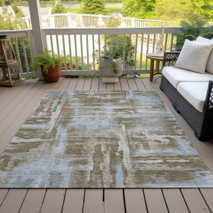 Machine Washable Indoor/Outdoor Chantille ACN2015 Brown 8' x 10' Rug