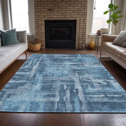 Machine Washable Indoor/Outdoor Chantille ACN2015 Denim 8' x 10' Rug