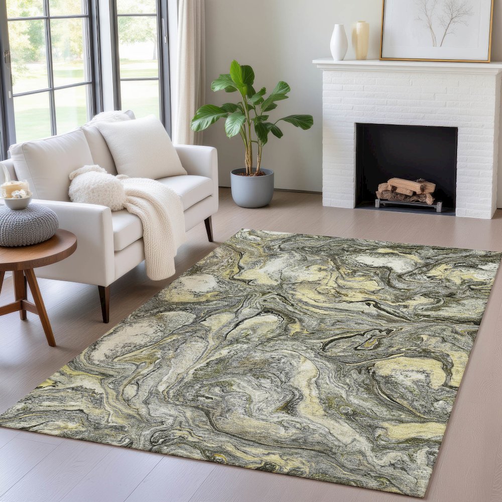 Machine Washable Indoor/Outdoor Chantille ACN2017 Pewter 8' x 10' Rug