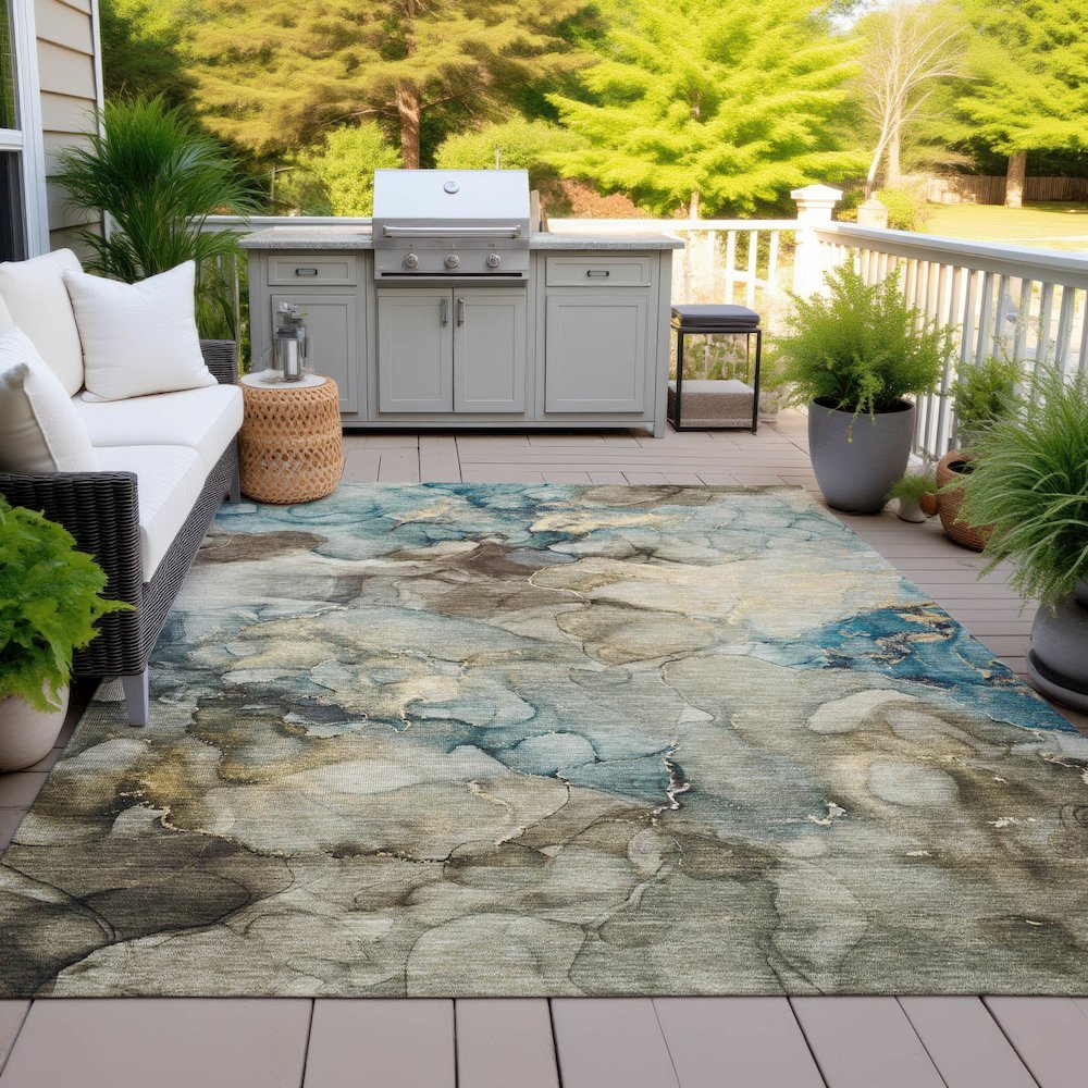 Machine Washable Indoor/Outdoor Chantille ACN2018 Brown 8' x 10' Rug