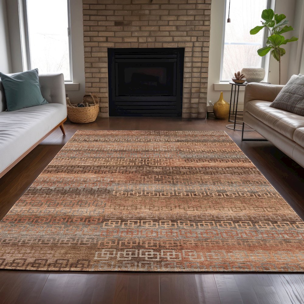 Machine Washable Indoor/Outdoor Chantille ACN2029 Copper 8' x 10' Rug