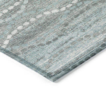 Machine Washable Indoor/Outdoor Chantille ACN2030 Teal 3' x 5' Rug