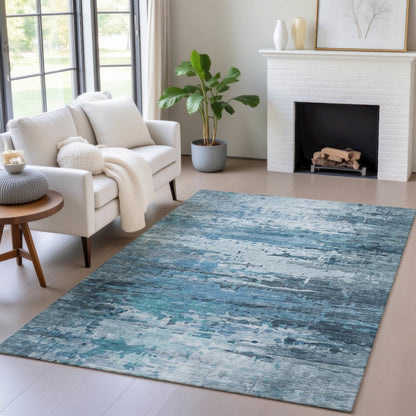 Machine Washable Indoor/Outdoor Chantille ACN2034 Blue 8' x 10' Rug