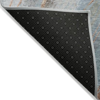 Machine Washable Indoor/Outdoor Chantille ACN2036 Blue 3' x 5' Rug