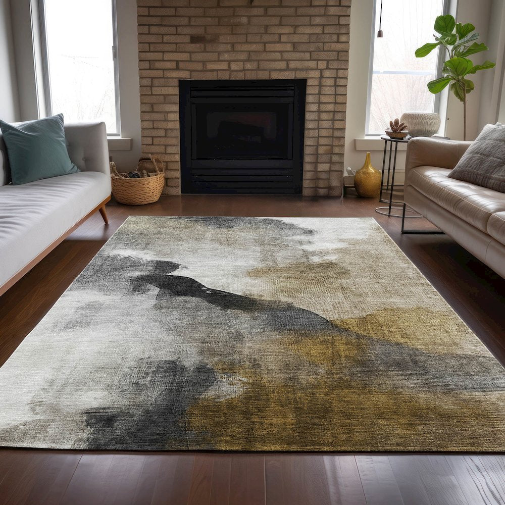 Machine Washable Indoor/Outdoor Chantille ACN2043 Brown 8' x 10' Rug