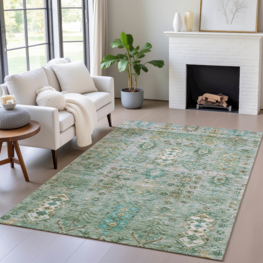 Machine Washable Indoor/Outdoor Chantille ACN2047 Sage 8' x 10' Rug