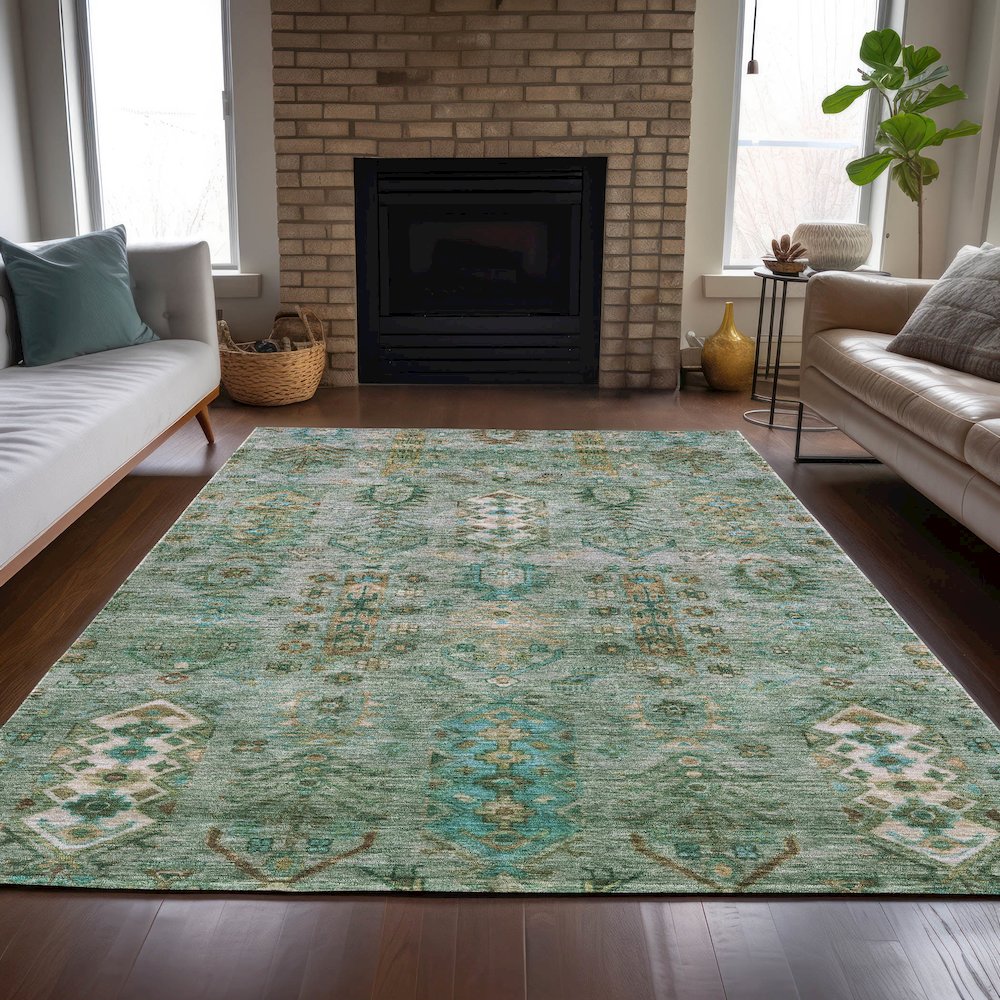 Machine Washable Indoor/Outdoor Chantille ACN2047 Sage 8' x 10' Rug