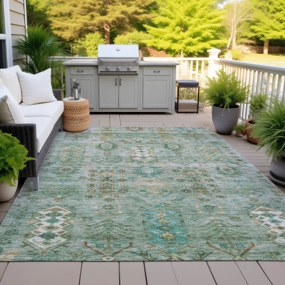 Machine Washable Indoor/Outdoor Chantille ACN2047 Sage 8' x 10' Rug