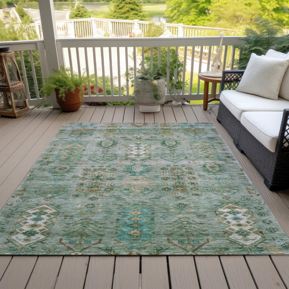 Machine Washable Indoor/Outdoor Chantille ACN2047 Sage 8' x 10' Rug