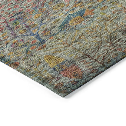 Machine Washable Indoor/Outdoor Chantille ACN2053 Green 3' x 5' Rug