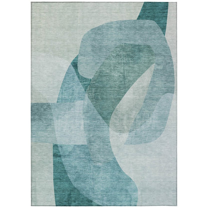 Machine Washable Indoor/Outdoor Chantille ACN2057 Teal 8' x 10' Rug