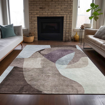 Machine Washable Indoor/Outdoor Chantille ACN2058 Brown 8' x 10' Rug