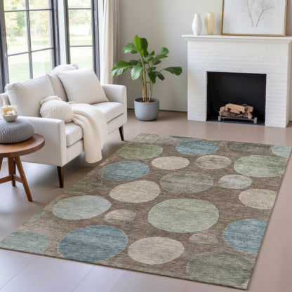 Machine Washable Indoor/Outdoor Chantille ACN2062 Chocolate 8' x 10' Rug