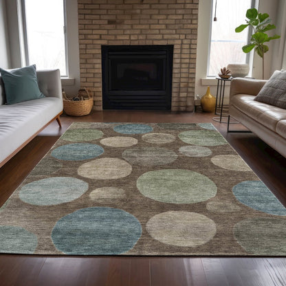 Machine Washable Indoor/Outdoor Chantille ACN2062 Chocolate 8' x 10' Rug