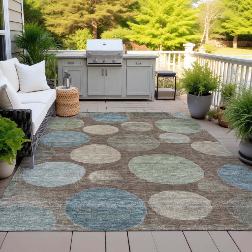 Machine Washable Indoor/Outdoor Chantille ACN2062 Chocolate 8' x 10' Rug