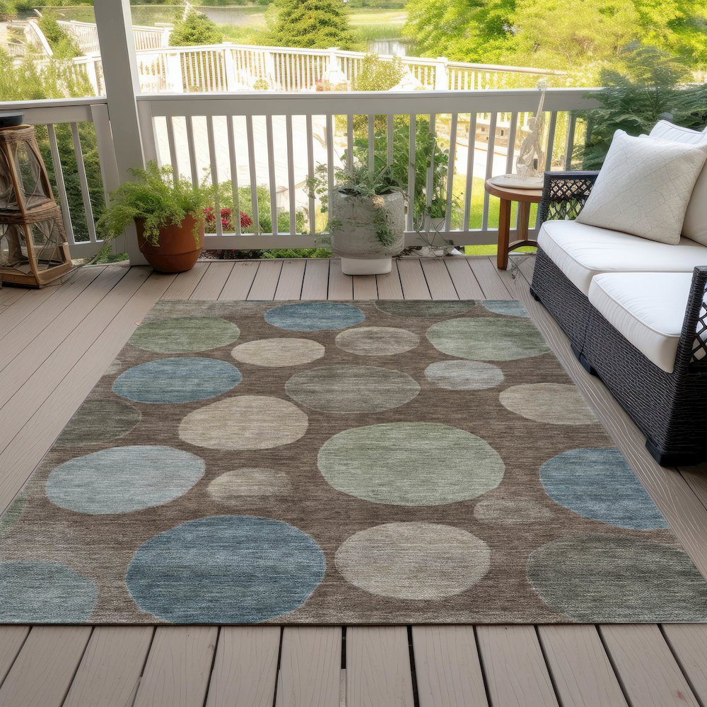 Machine Washable Indoor/Outdoor Chantille ACN2062 Chocolate 8' x 10' Rug