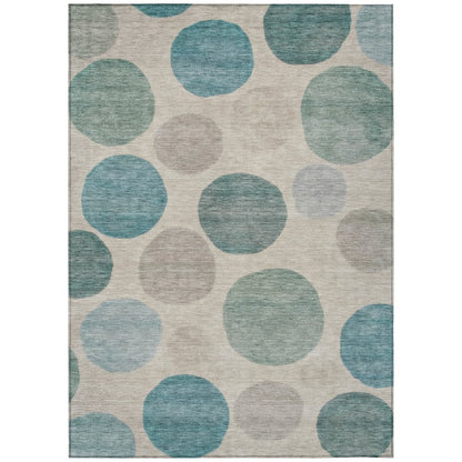 Machine Washable Indoor/Outdoor Chantille ACN2062 Teal 8' x 10' Rug