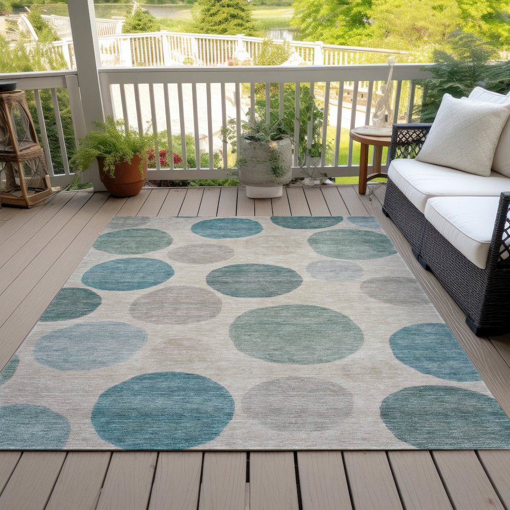 Machine Washable Indoor/Outdoor Chantille ACN2062 Teal 8' x 10' Rug